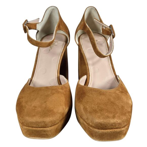 Boden Tan Suede Platform Mary Jane Heels EU 39 US 8.5 Block Heel Made in Spain - Picture 5 of 10